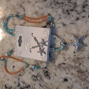 Starfish earrings and necklace